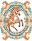 Placeholder: Detailed kaleidoscope in horse, coloring book, white background, sketch style, use outline only, mandala style, clean line art, white background.