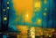 Placeholder: Minimalist painting, abstract beautiful oil colors cool tones, Klimt style and high resolution Night light, dark and light colors