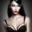 Placeholder: black hair lady model bra with cat eyes