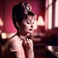 Placeholder: Audrey Hepburn as Playboy Girls, closed eyes, rtx, reflection, 8k, glow, winning photography, caustics