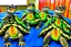 Placeholder: sea turtles dresses in Hawaiian shirts at school