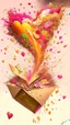 Placeholder: love letter explosion, art, drawing, very realistic, detailed, vibrant colors.