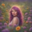 Placeholder: ((best quality)), ((masterpiece)), ((realistic)), (detailed), portrait, With each new sunrise, Hope blooms like a wildflower, Dreams take flight and rise, purple hair, green eyes, stunning gradient colors, no watermark signature, detailed background, insanely detailed, ((masterpiece)), absurdres, HDR