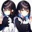 Placeholder: Girl, black hair, golden eyes, maid, twins