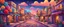 Placeholder: Background: colorful Mexican city street, in the evening, party, cobblestone, 3D vector cartoon asset, mobile game cartoon stylized, clean Details: colorful flowers, lights, nighttime party, detailed. Camera: side angle, 90°, 35 mm. Lighting: colorful twilight clouds night sky, LED lights. cartoon style