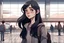 Placeholder: airport timezones girl black hair