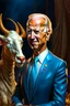 Placeholder: biden as a goat in the style of dali, spraypaint, photorealism, trending on artstation, 8k, depth of field, downlight, lightrays, volumetric