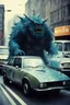 Placeholder: a monster in a traffic jam [Shattered Image, Shot the texture and then rewound the film and double exposed from multiple 1979 B colour series movie]