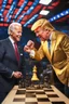 Placeholder: A hyper-realistic , Joe Biden and Trump in a game of chess,Trump smiling ,Biden angry, 64K, hyperrealistic, vivid colors, (glow effects:1.2) , 4K ultra detail, , real photo