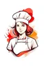 Placeholder: Chef, girl, color, white, homemade, meat, kitchen, logo