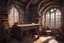 Placeholder: fantasy medieval study room with a desk