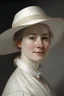 Placeholder: retrato de mujer con sombrero blanco