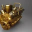 Placeholder: Old single cylinder engine, golden, big size, single