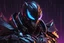 Placeholder: Venom Shredder machine in 8k solo leveling shadow artstyle, sombra them, close picture, rain, Shredder helmet, neon lights, intricate details, highly detailed, high details, detailed portrait, masterpiece,ultra detailed, ultra quality