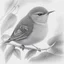 Placeholder: Realistic portrait drawing of a garden warbler tit