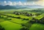 Placeholder: Beautiful Digital Painting art Landscape small villages Indonesia and islamic Mosque,surrounded rice paddy fields, photoshoot fromfar