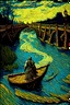 Placeholder: Make an image in Van Gogh style of Lord Ram's river crossing