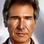 Placeholder: 8k hyperspace background,complete and photo realistic detailed head to waist stunning, extrem photo realistic portrait of harrison ford as han solo in star wars with short lenght, Symmetrical, soft, fine, warm, photo realistic hair, brown eyes, professional majestic photo realistic painting by Greg Manchess, Antonio Moro, trending on , Intricate, Sharp focus, rough skin,space outfit