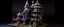 Placeholder: A purple haunted mechanical castle designed in Mexican folk art painted by Katsushika Hokusai
