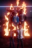 Placeholder: The Grange Hill gang spitting and setting it on fire.