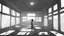 Placeholder: monochromatic japanese classroom with a shadowy figure looking out the window holding a transparent key emanating glow that colors the surroundings, anime