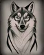 Placeholder: Vintage cartoon wolf. Whistling drawing, stylized , trAditional americana old school tattoo designed