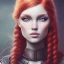 Placeholder: fantasy setting, woman, redhead, bicolor hair