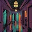 Placeholder: ghostly noctilucent wraiths and incandescent smoky phantoms in a hall with broken mirrors, tetradic colors