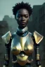 Placeholder: portrait,beautiful african robot, post-apocalyptic in a cyberpunk city, realistic, intriacte detail, sci-fi fantasy style, volumetric lighting, particales,highly detailed,cinamatic, deep