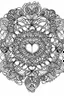 Placeholder: kids coloring page, mandala of flowers and hearts, cartoon style, thick lines, low detail, no shading