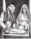 Placeholder: Prince Charles and Camilla in a nativity scene pencil and charcoal sketch