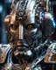 Placeholder: A hyper-detailed close-up view of a Cyberman mech in transformative style, his metallic skin gleaming with intricate textures and intricate details, captured in an ultra-realistic style that blurs the lines between reality and imagination.