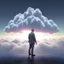 Placeholder: a lone consultant fighting a cloud service platform, detailed, hallucination, 4K, deviantart