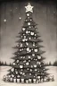 Placeholder: Christmas tree but with hello kitty heads as decorations, by <John Kenn Mortensen>,