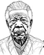 Placeholder: illustrate image of Nelson Mandela, simple line art, one line, white background, well composed, no gradient, , no fill, no solids,