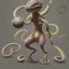 Placeholder: pseudo legendary Atheris Hispida pokemon. ground type and poison type. big snake-like shape body covered with stoney spiky scales. gray and brown colors