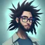 Placeholder: teen boy with dreadlocks, beard and glasses in anime style