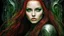 Placeholder: acrylic illustration, acrylic paint, oily sketch, 8k beautiful 1girl with long red hair, H. R. Giger style, intricate, elegant, highly detailed, green eyes, majestic, digital photography, (masterpiece, side lighting, finely detailed beautiful green eyes: 1. 0)