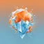 Placeholder: say ice, graphic style, warm orange and cool light blue