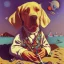 Placeholder: old dog smoking a pipe on beach by kandinsky