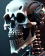 Placeholder: female gears skeleton laughing with open mouth. Intricate mech details, ground level shot, 8K resolution, Cinema 4D, Behance HD, polished metal, Unreal Engine 5, rendered in Blender, sci-fi, futuristic, trending on Artstation, epic, cinematic background, dramatic, atmospheric