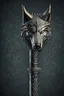 Placeholder: metal staff with wolf head