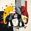 Placeholder: Deconstructed elephant contrivance, by Colin McCahon and VS Gaitonde, mind-bending abstract image, fragmented, subconscious deconstructivism, yellow and black and gray and red color scheme, abstract art