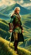 Placeholder: Legolas en las colinas, Art retro, full body, calidad ultra, hiperdetallado, increíble obra de arte, 64K