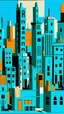 Placeholder: A teal city with towers painted by Stuart Davis