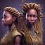 Placeholder: photo.three Brown skin women. Three dark skin women. Three black women. .three women. A mother. Two daughter. Twins. A mother with her children. three young black women. wood nymphs emerging from the forest. Her hair looks like vines. Dreadlocs. Her skin is the colour of dark soil. Her skin looks like tree bark. Her clothing is made of vines, grass and leaves. Elegant. Extremely detailed. Award winning photography. Fantasy. 8k. Cinematic lighting. Photorealistic. Dynamic lighting. Imperial color