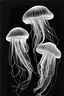 Placeholder: 3 ethereal jelly fish. Line art