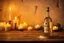 Placeholder: generate a background with candles with light effect and a small stage on the side for tequila bottle