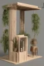 Placeholder: Corner exhibition stand in eco-style, with wood elements and meeting areas