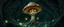 Placeholder: Talking mushroom with expressive face, glowing spores, underground cavern, bioluminescent lighting, whimsical fantasy realism, charming but unsettling